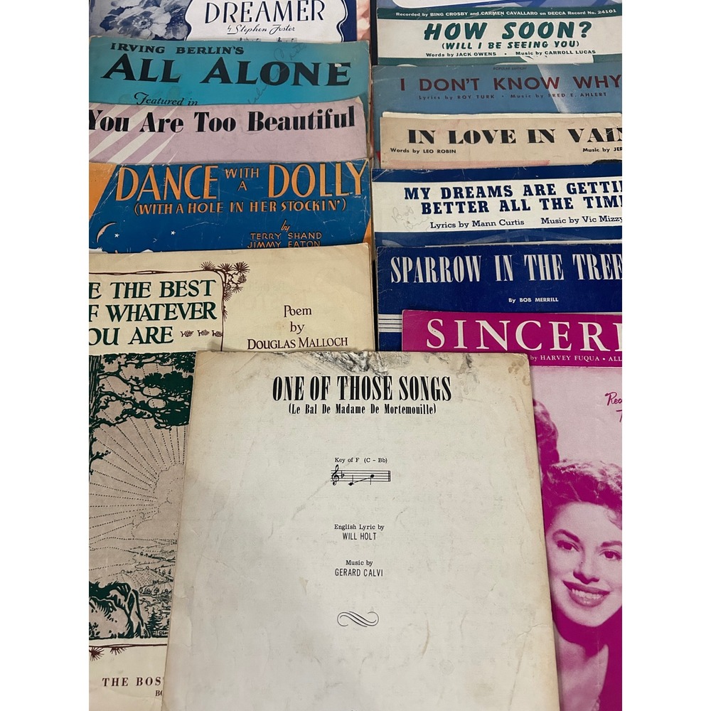 Sheet Music Bulk Lot Vintage Ephemera Mid Century Pop Classics Jazz Piano Vocal